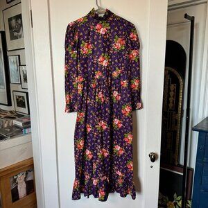 Vintage Cotton Floral Prairie Revival Dress sz XS